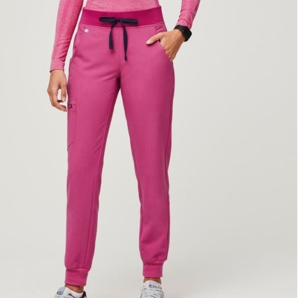FIGS Scrub Pants Womens XSP Barbie Pink Zamora High Waisted Jogger Cargo Pockets - Picture 1 of 8